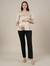Stretchy Cotton Straight Fit Formal Maternity Trousers-Black