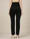 Stretchy Cotton Straight Fit Formal Maternity Trousers-Black