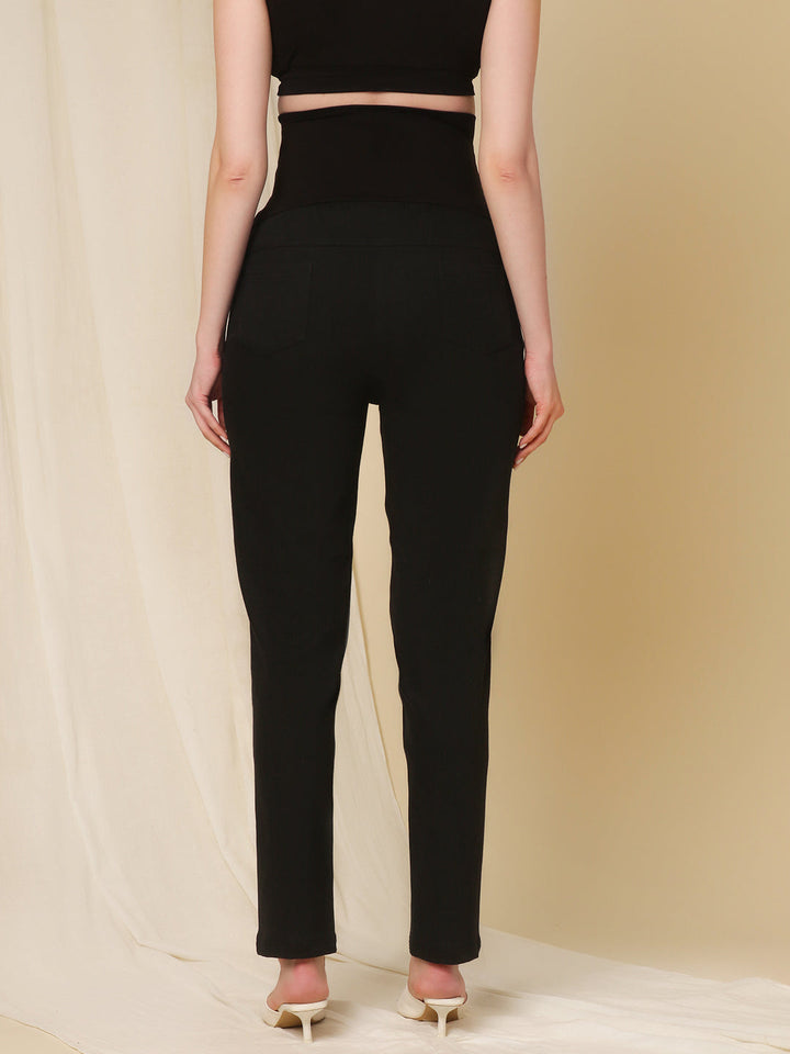 Straight Fit Maternity Jeans- Charcoal Black