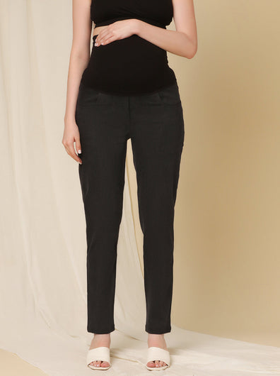 Straight Fit Maternity Jeans- Charcoal Grey