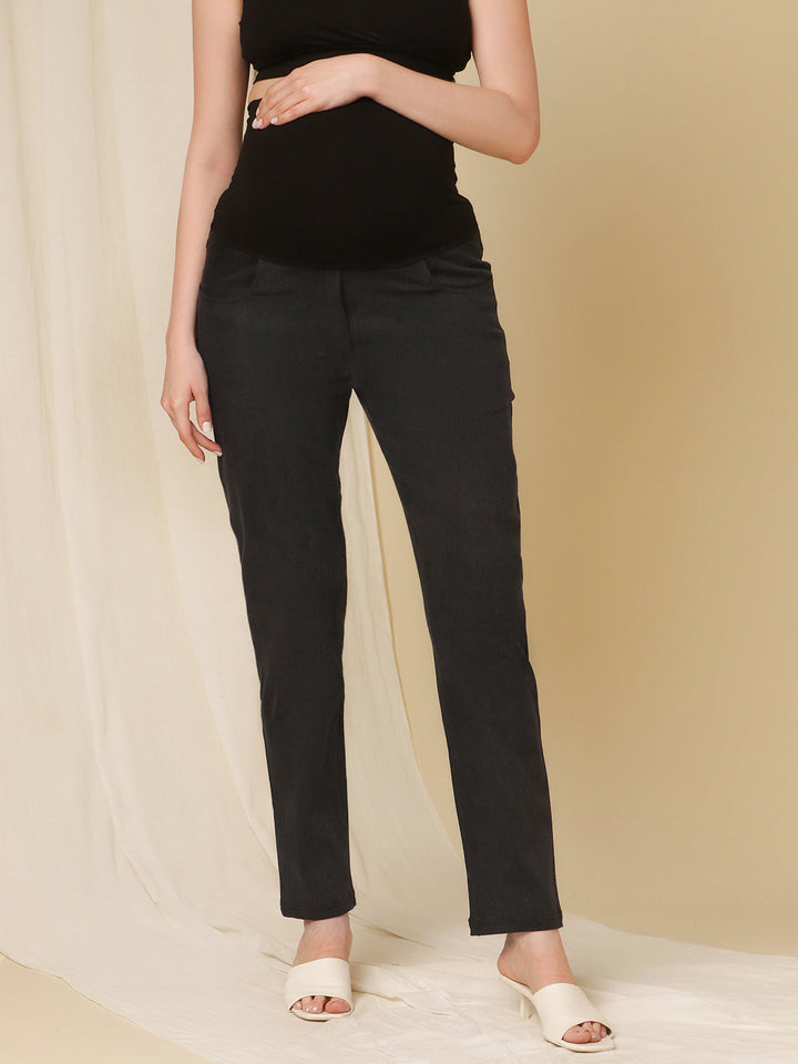 Straight Fit Maternity Jeans- Charcoal Grey