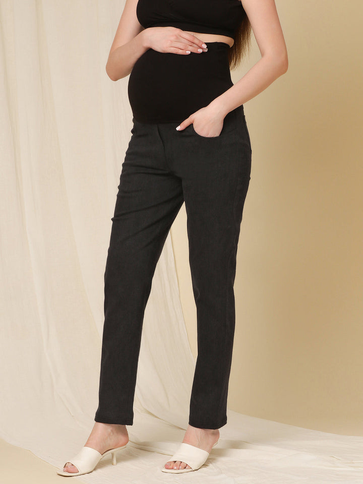 Straight Fit Maternity Jeans- Charcoal Grey