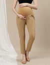 Ultra-Stretch Straight Leg Maternity Pants- Beige