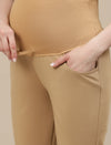 Ultra-Stretch Straight Leg Maternity Pants- Beige