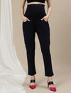 Ultra-Stretch Straight Leg Maternity Pants- Blue