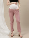 Ultra-Stretch Straight Leg Maternity Pants- Pink