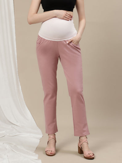 Straight-Leg Maternity Pants - Pink