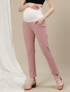 Ultra-Stretch Straight Leg Maternity Pants- Pink