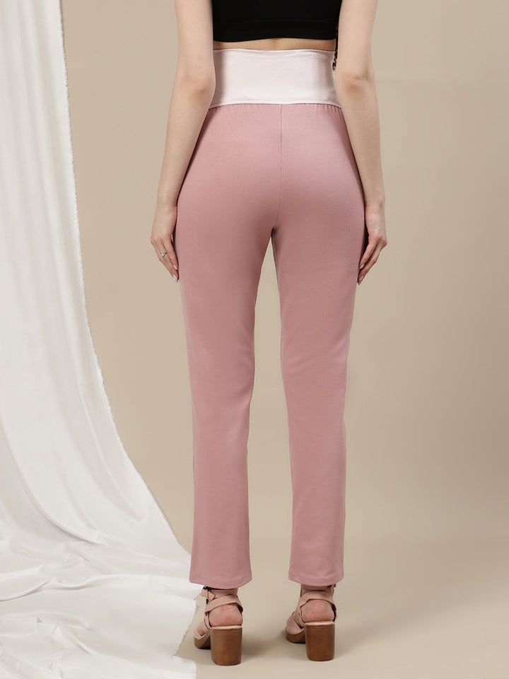 Ultra-Stretch Straight Leg Maternity Pants- Pink