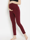 Maternity French Terry Ankle Pants- Wine Berry