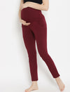 Straight-Leg Maternity Pants- Wine Berry