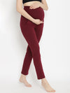 Maternity French Terry Ankle Pants- Wine Berry