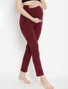 Straight-Leg Maternity Pants- Wine Berry