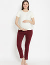 Straight-Leg Maternity Pants- Wine Berry