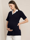 Maternity Stretch Collared T-Shirt Top