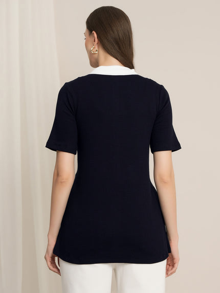 Maternity Stretch Collared T-Shirt Top