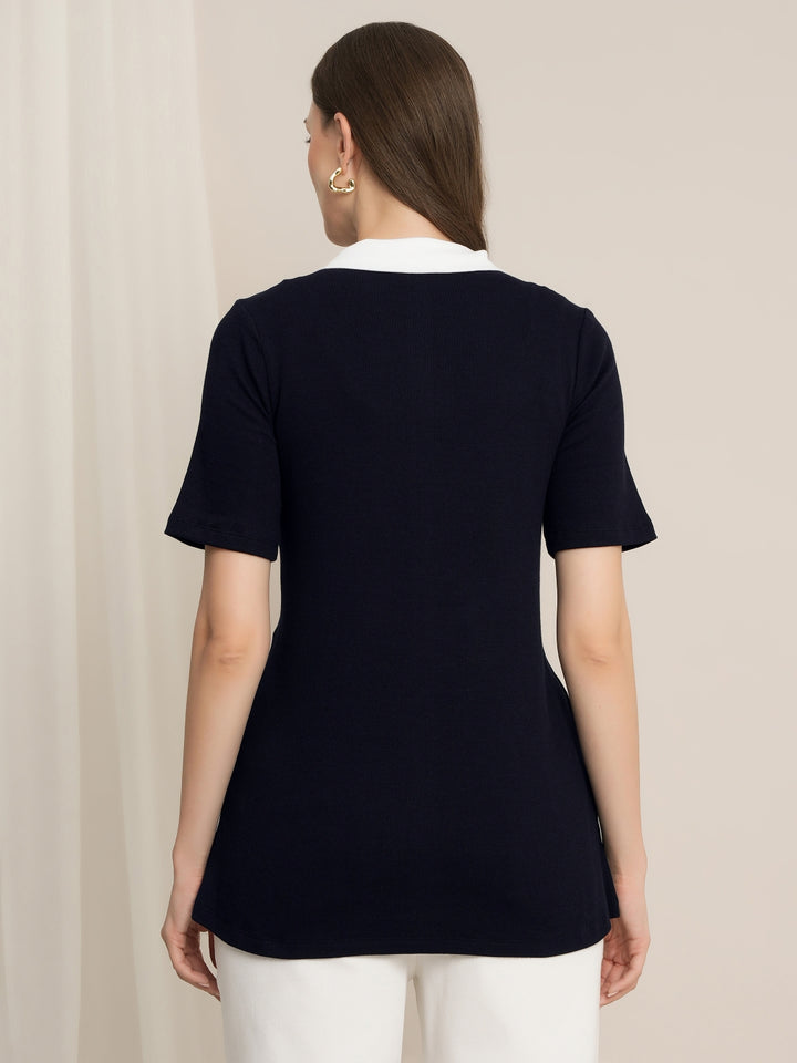 Maternity Stretch Collared T-Shirt Top