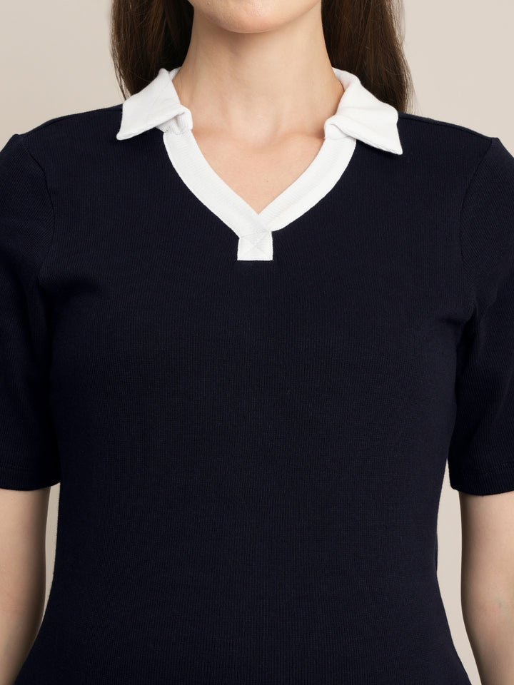 Maternity Stretch Collared T-Shirt Top