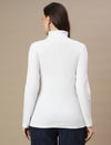 Maternity Rib-knit High Neck Top- White