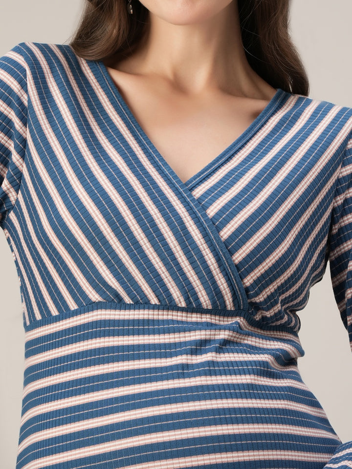 Maternity & Nursing Striped Stretchy Maxi Dress