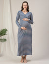 Maternity & Nursing Striped Stretchy Maxi Dress