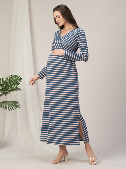 Maternity & Nursing Striped Stretchy Maxi Dress