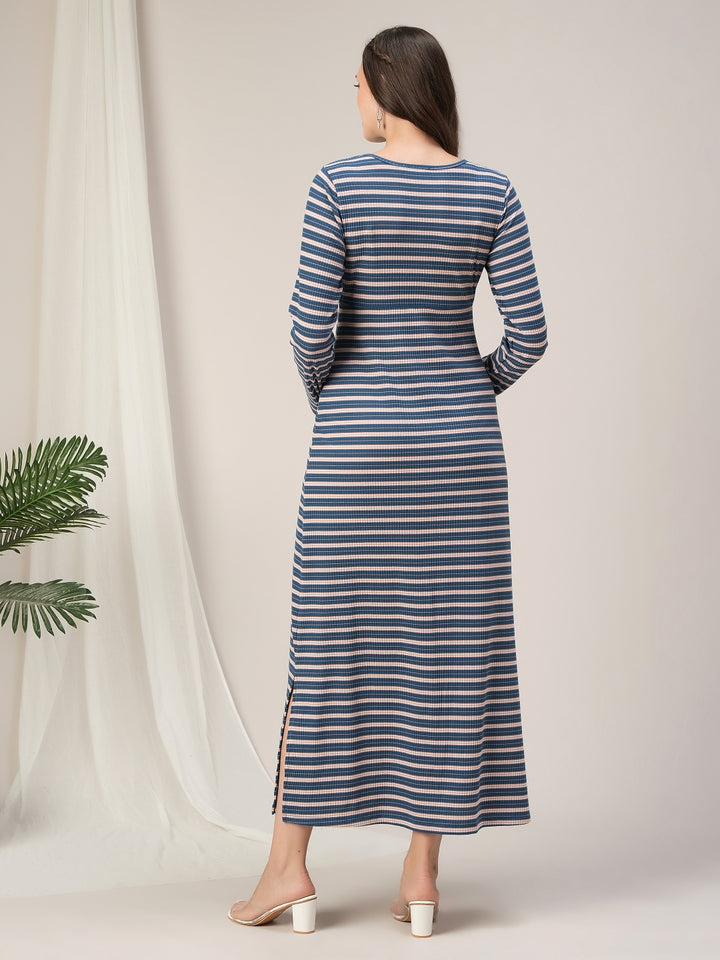Maternity & Nursing Striped Stretchy Maxi Dress