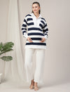 Winter Maternity Blue/ White Striped Sweatshirt