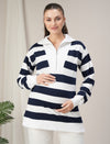 Winter Maternity Blue/ White Striped Sweatshirt