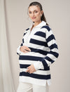 Winter Maternity Blue/ White Striped Sweatshirt