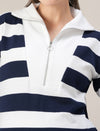 Winter Maternity Blue/ White Striped Sweatshirt