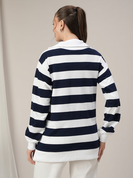 Winter Maternity Blue/ White Striped Sweatshirt