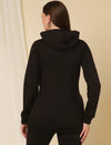 Maternity Zipper Fleece Sweatshirt- Black