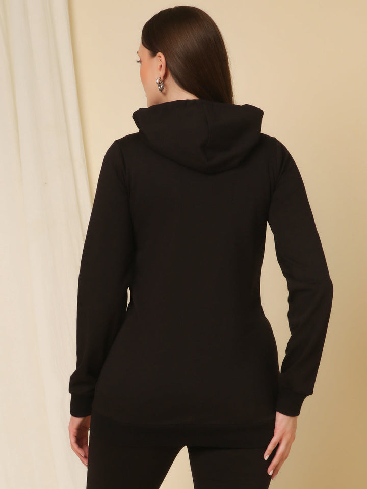 Winter Fleece Maternity Hoodie Set- Black