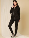 Maternity Zipper Fleece Sweatshirt- Black