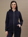 Maternity Zipper Fleece Sweatshirt- Navy Blue