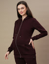 Maternity Zipper Fleece Sweatshirt- Wine Berry