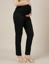 Stretchy Cotton Tapered Fit Formal Maternity Trousers-Black