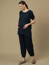 Maternity Top with Joggers Co-ord Set- Blue
