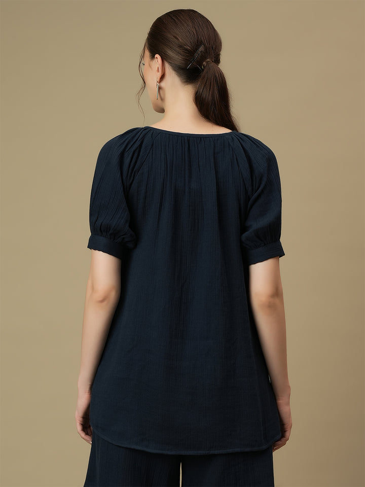 Maternity Top with Shorts Co-ord Set-  Blue