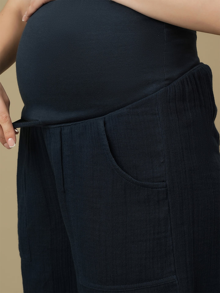 Maternity Top with Shorts Co-ord Set-  Blue