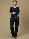 Maternity Top with Wide-leg Pants Co-ord Set-  Blue