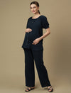 Maternity Top with Wide-leg Pants Co-ord Set-  Blue