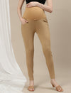 Maternity Ponte Treggings Pants- Beige