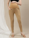Maternity Ponte Treggings Pants- Beige