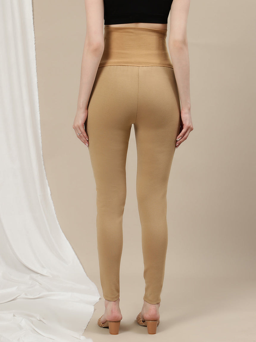 Maternity Ponte Treggings Pants- Beige