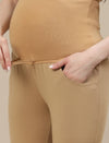 Maternity Ponte Treggings Pants- Beige