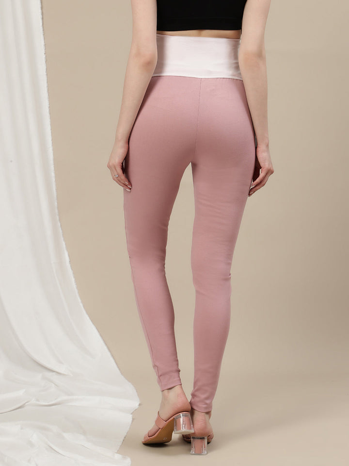 Maternity Ponte Treggings Pants- Pink