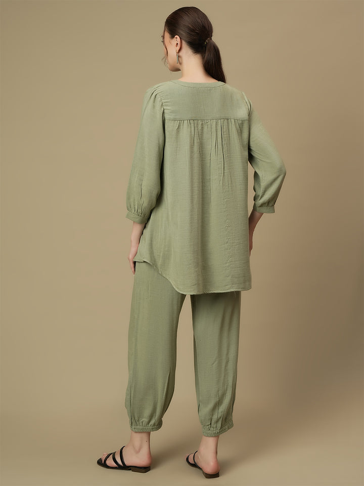 Maternity Tunic with Joggers Co-ord Set- Green