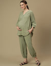 Maternity Tunic with Joggers Co-ord Set- Green